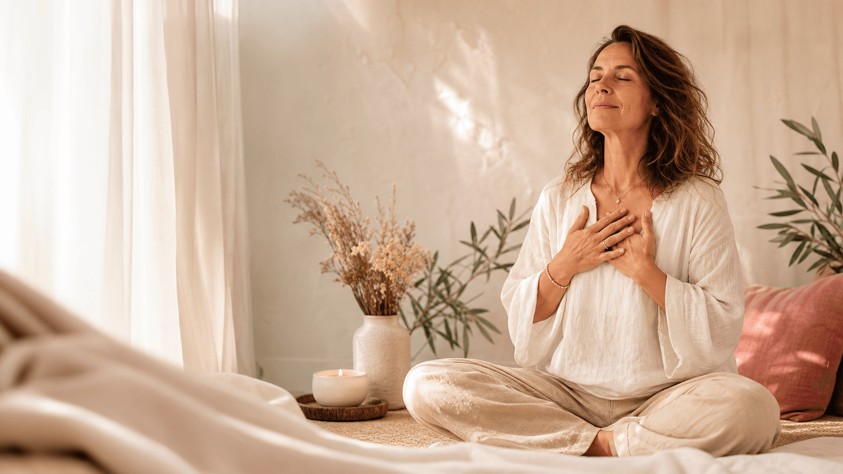 Žena při klidné meditaci